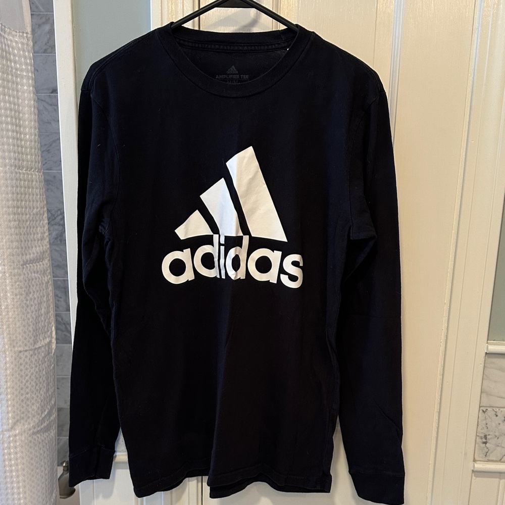 Adidas Black Long Sleeve Tee with White Logo